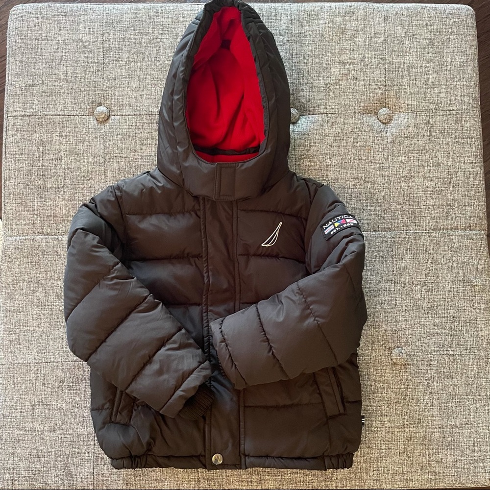 Boys Nautica Black/Red Puffer Jacket Size 4
